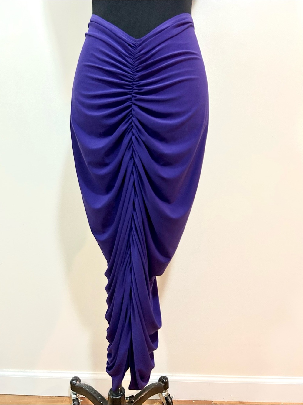 Norma Kamali Purple Ruched Draped Asymmetrical Skirt XL Discontinued Color